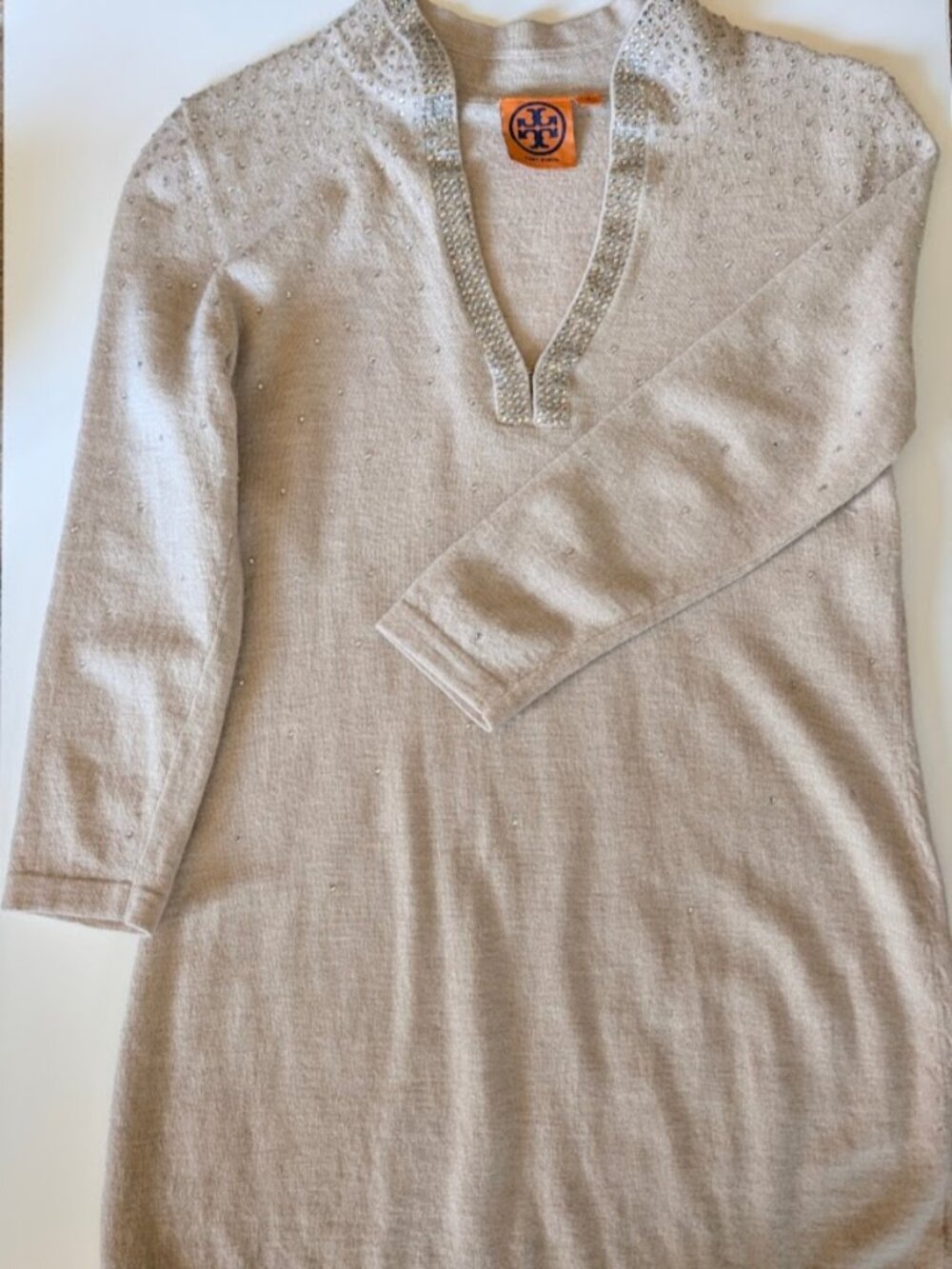 Tory Burch Women’s Size Medium Embellished Wool Tunic Sweater